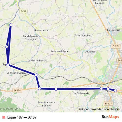 Ligne 187 bus Line Map