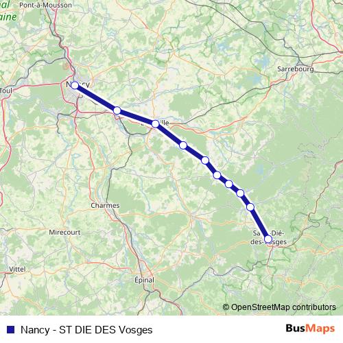 Nancy - ST DIE DES Vosges bus Line Map