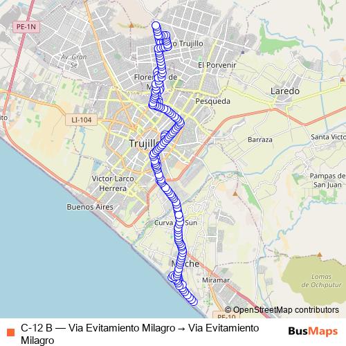 C-12 B bus Line Map