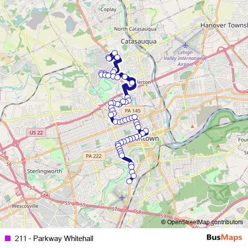 211 - Parkway Whitehall bus Line Map