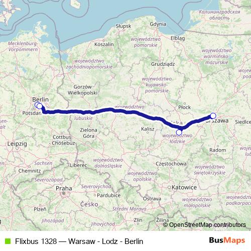 Flixbus 1328 bus Line Map