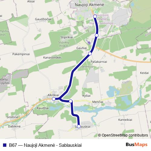 B67 bus Line Map