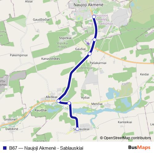 B67 bus Line Map