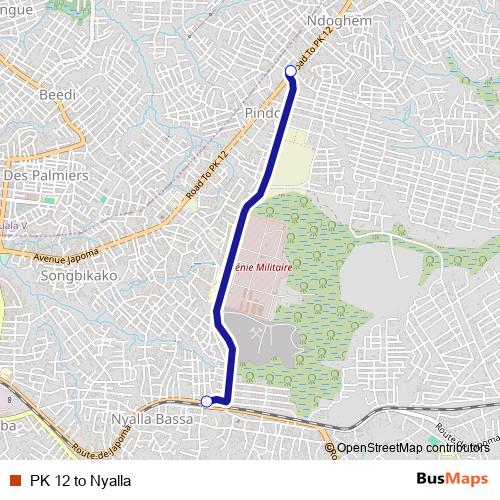 PK 12 to Nyalla bus Line Map
