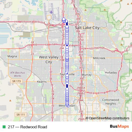217 bus Line Map