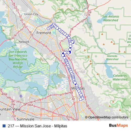 217 bus Line Map