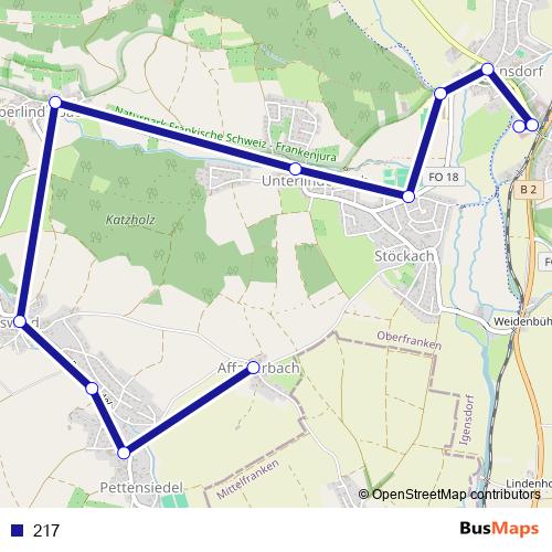 217 bus Line Map
