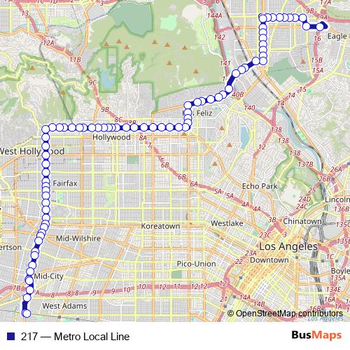 217 bus Line Map