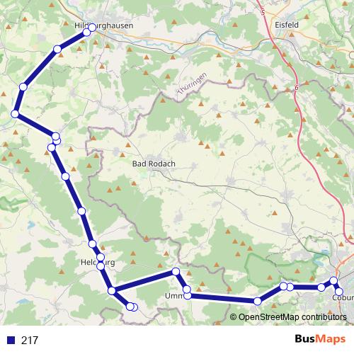 217 bus Line Map