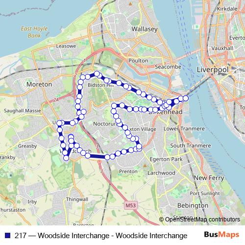 217 bus Line Map
