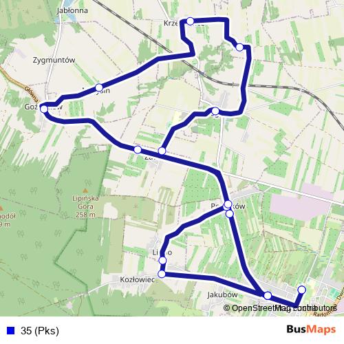 35 (Pks) bus Line Map