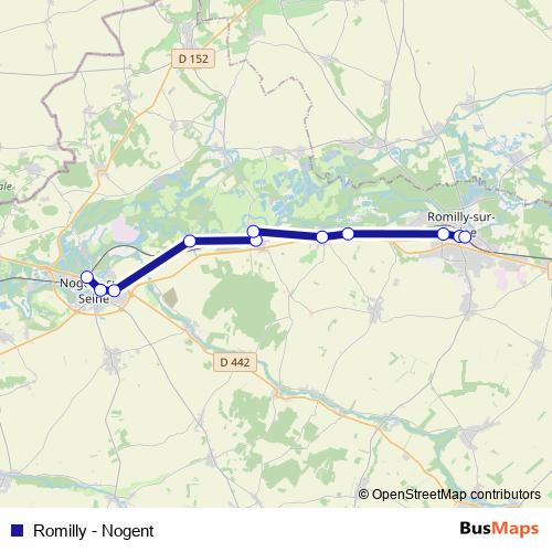 Romilly - Nogent bus Line Map