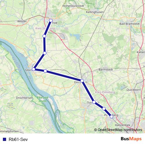 Rb61-Sev bus Line Map