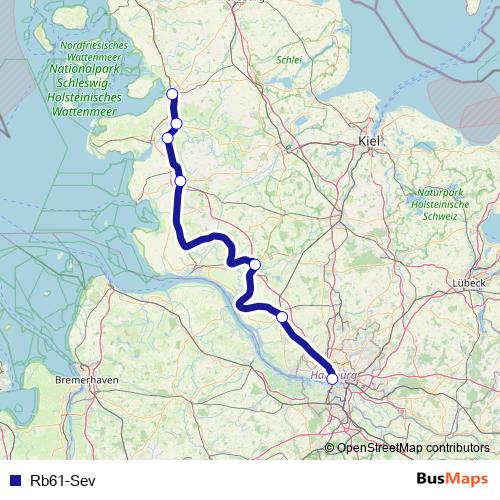Rb61-Sev bus Line Map