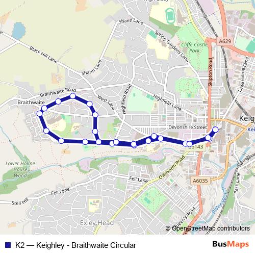K2 bus Line Map
