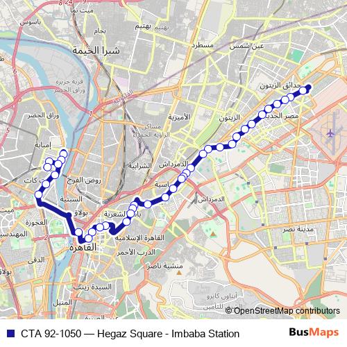 CTA 92-1050 bus Line Map