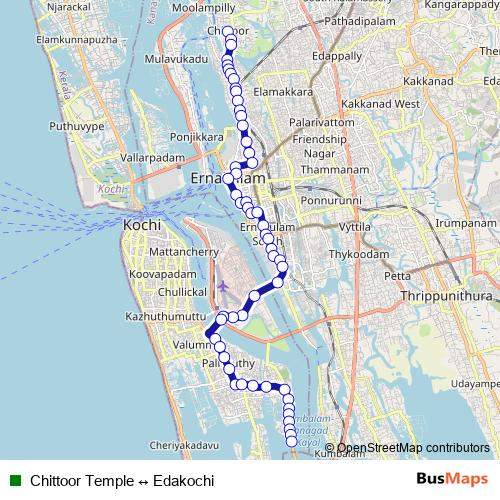 Chittoor Temple ↔ Edakochi bus Line Map