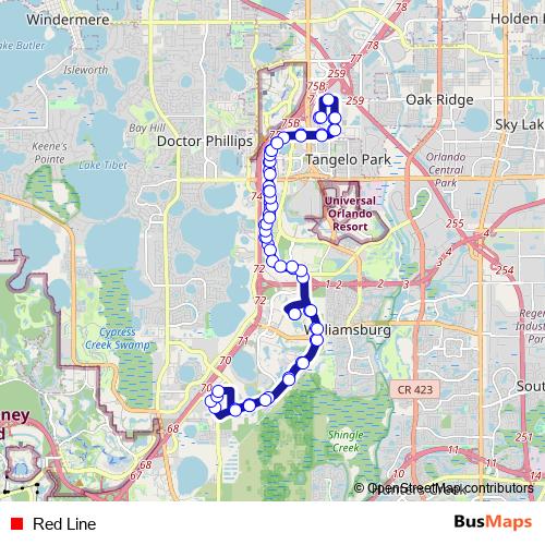 Red Line bus Line Map