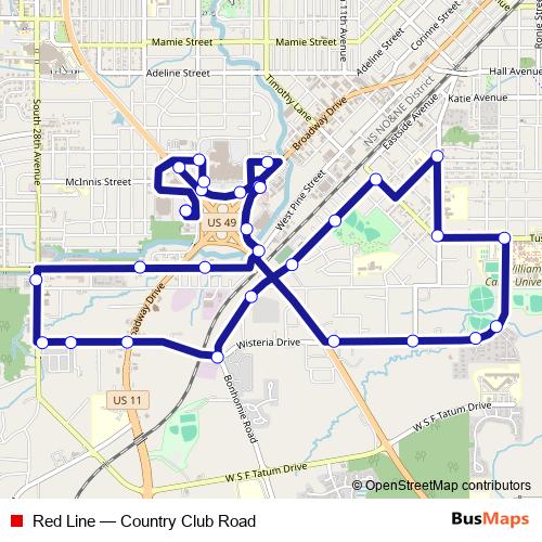 Red Line bus Line Map