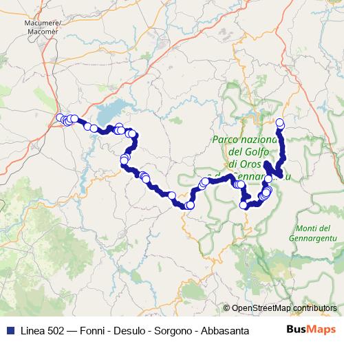 Linea 502 bus Line Map