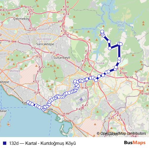 132d bus Line Map