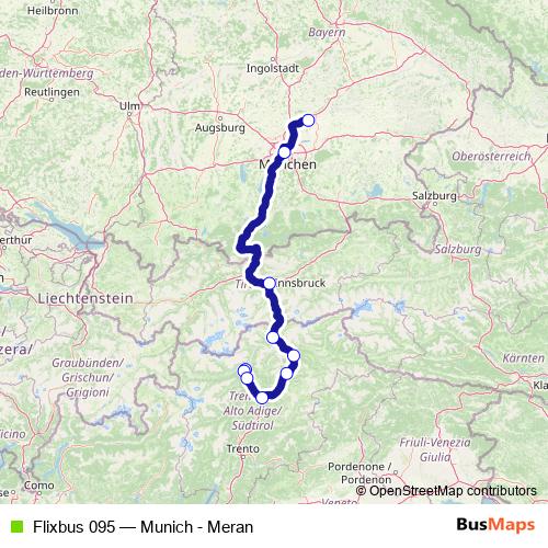 Flixbus 095 bus Line Map