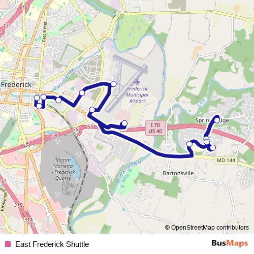 East Frederick Shuttle bus Line Map