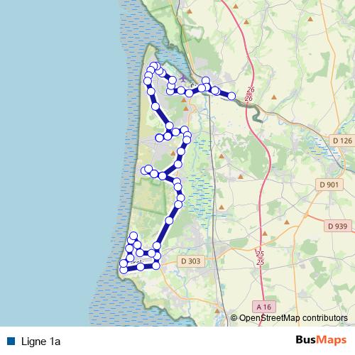 Ligne 1a bus Line Map
