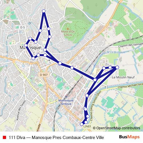 111 Dlva bus Line Map