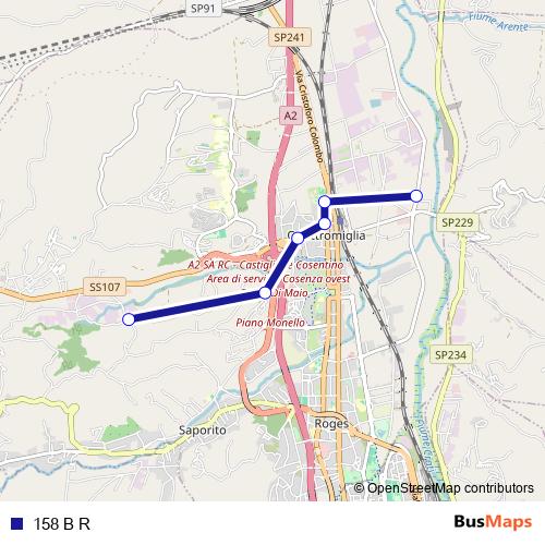 158 B R bus Line Map