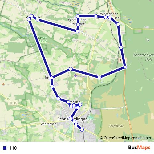 110 bus Line Map