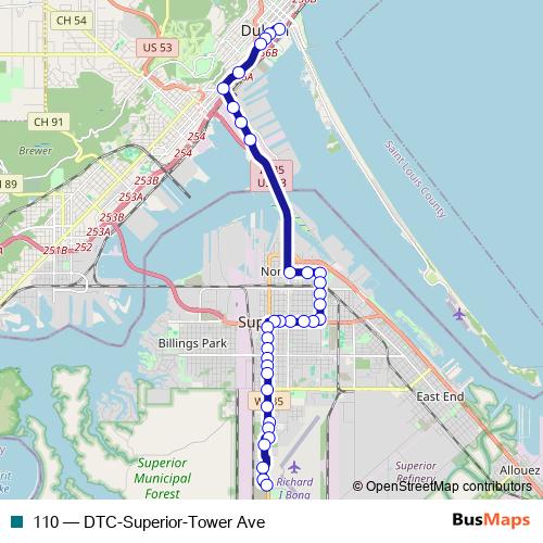 110 bus Line Map