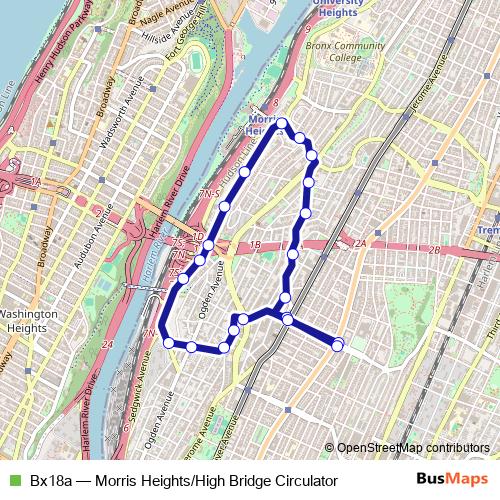 Bx18a bus Line Map