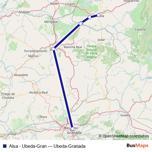 Alsa - Ubeda-Gran bus Line Map