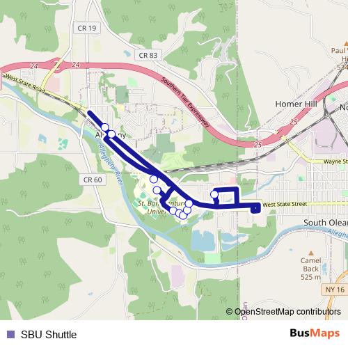SBU Shuttle bus Line Map