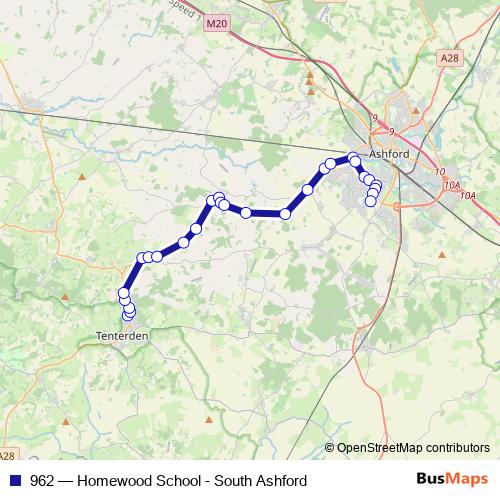 962 bus Line Map