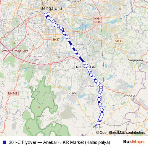 361-C Flyover bus Line Map