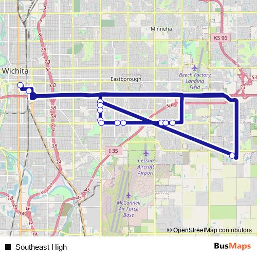 Southeast High bus Line Map