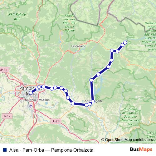 Alsa - Pam-Orba bus Line Map