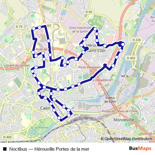 Noctibus bus Line Map