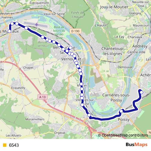 6543 bus Line Map