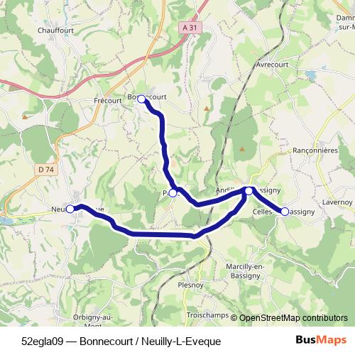 52egla09 bus Line Map