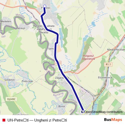 UN-Petrești bus Line Map