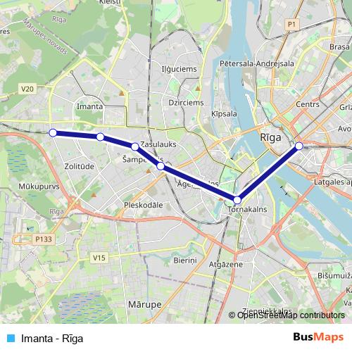 Imanta - Rīga rail Line Map
