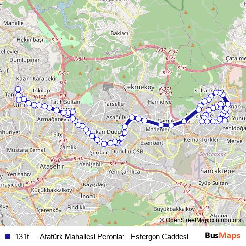 131t bus Line Map