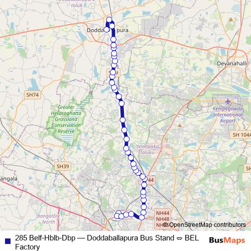 285 Belf-Hblb-Dbp bus Line Map