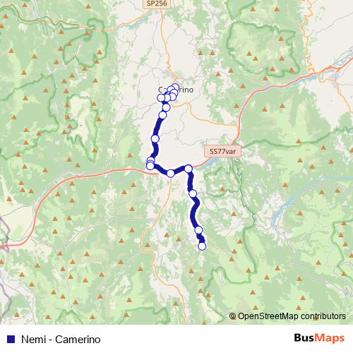Nemi - Camerino bus Line Map