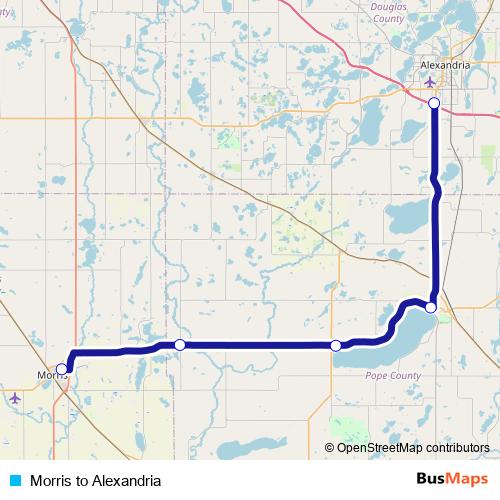 Morris to Alexandria bus Line Map