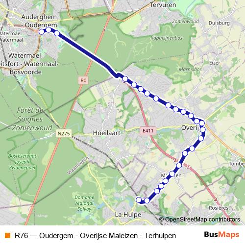 R76 bus Line Map