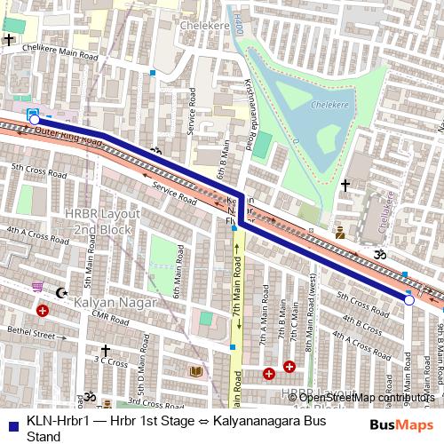 KLN-Hrbr1 bus Line Map